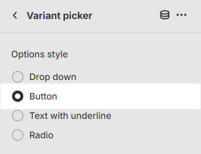 The Options style dropdown in Theme settings