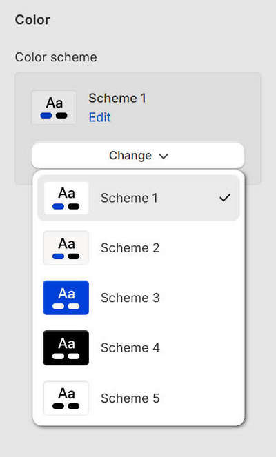 Color scheme options for an example section.