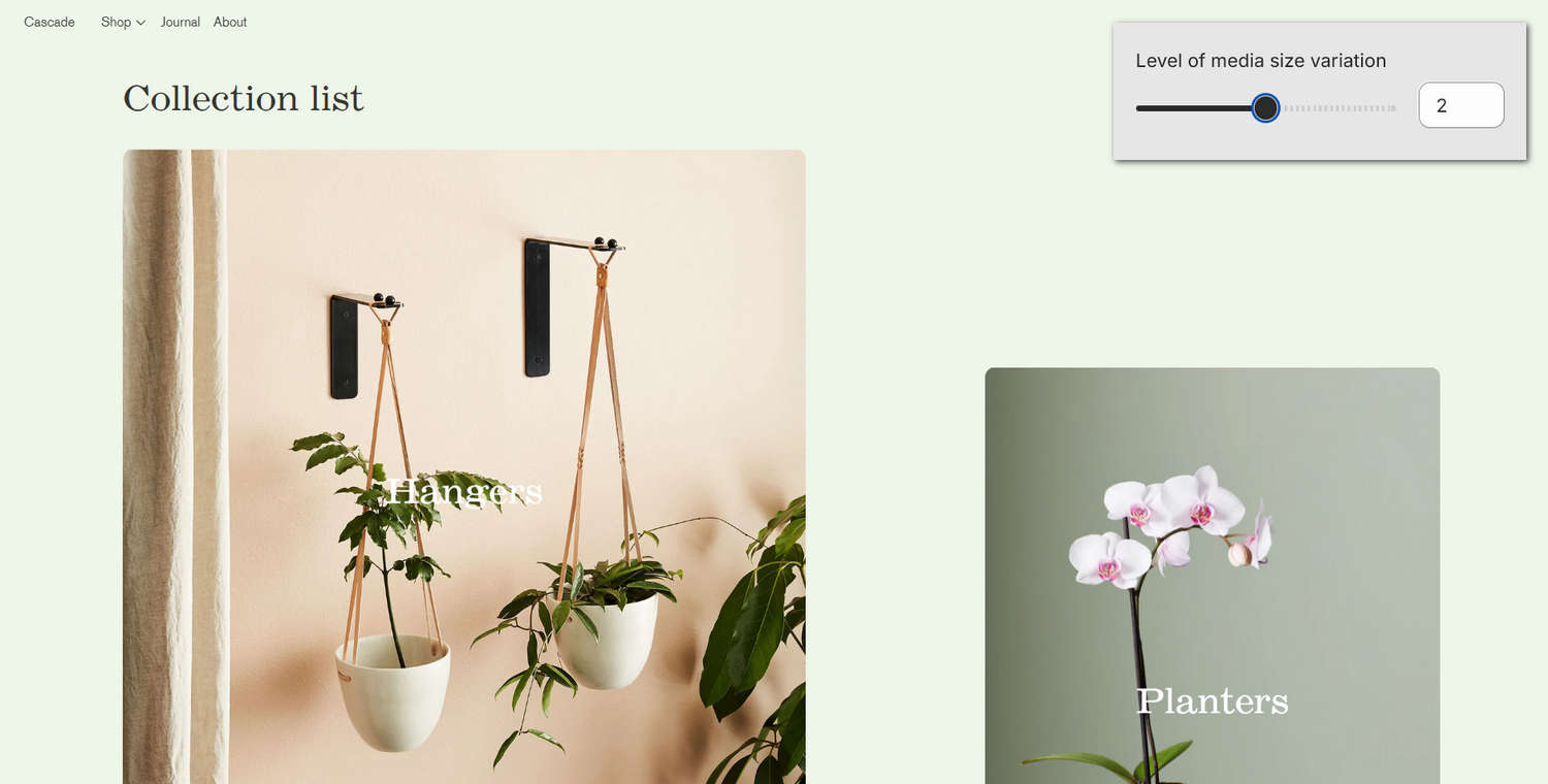 An example Collection list section on a store page.