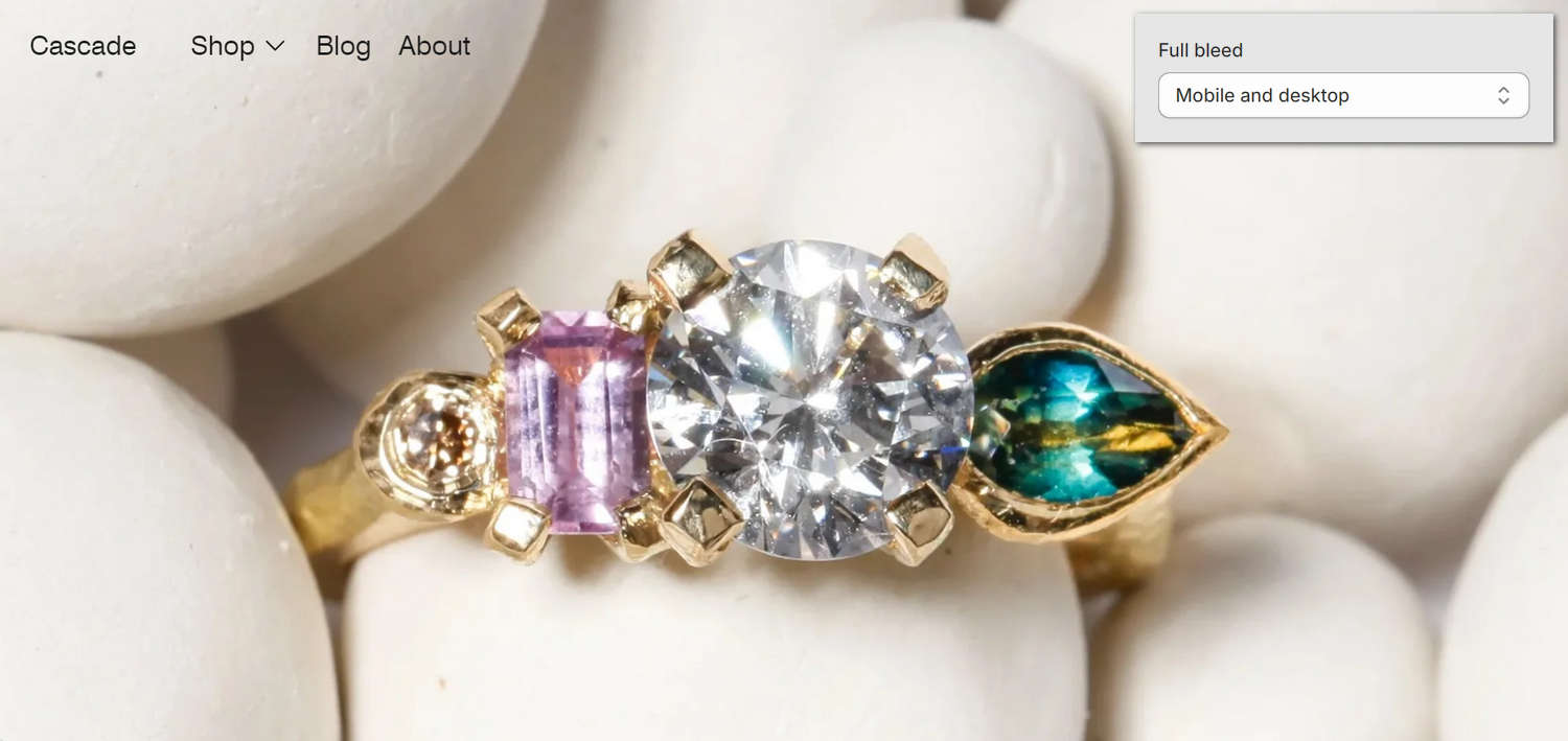 An example Cascading content section on a store's home page.