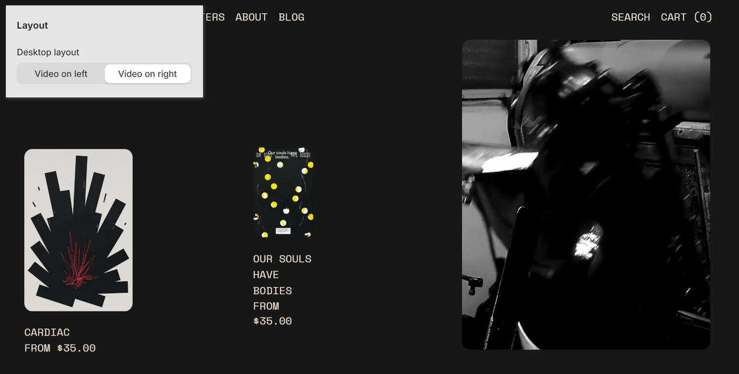 An example Cascading content section on a store's home page.