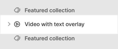The Video with text overlay section selected in Theme editor.