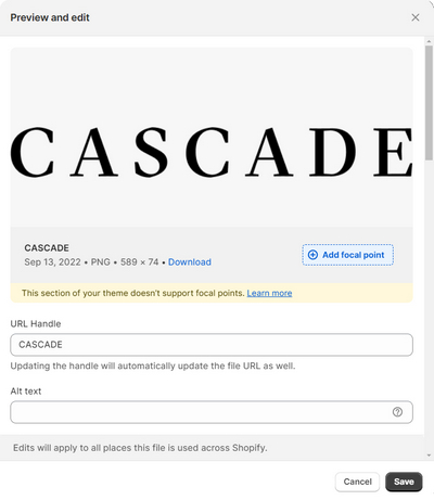 The Preview and edit pane in Theme editor.
