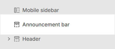 The Announcement Bar section in Theme editor.