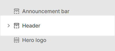 The header section selected in Theme editor.
