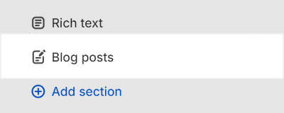 The Blog posts section selected in Theme editor.