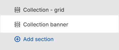 The Collection banner section selected in Theme editor.