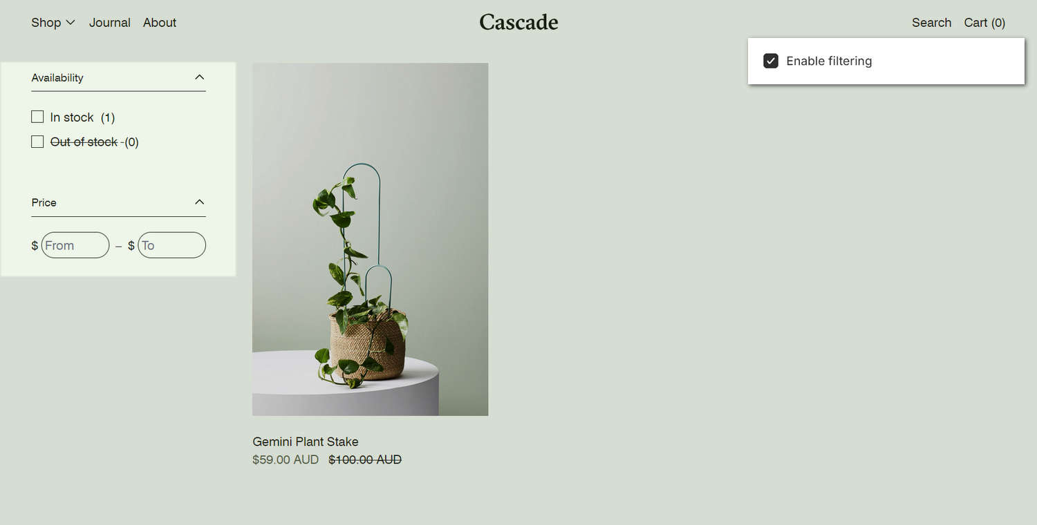 An example Collection - grid section on a store's Collection page.
