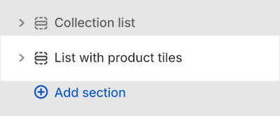The List with product tiles section selected in Theme editor.