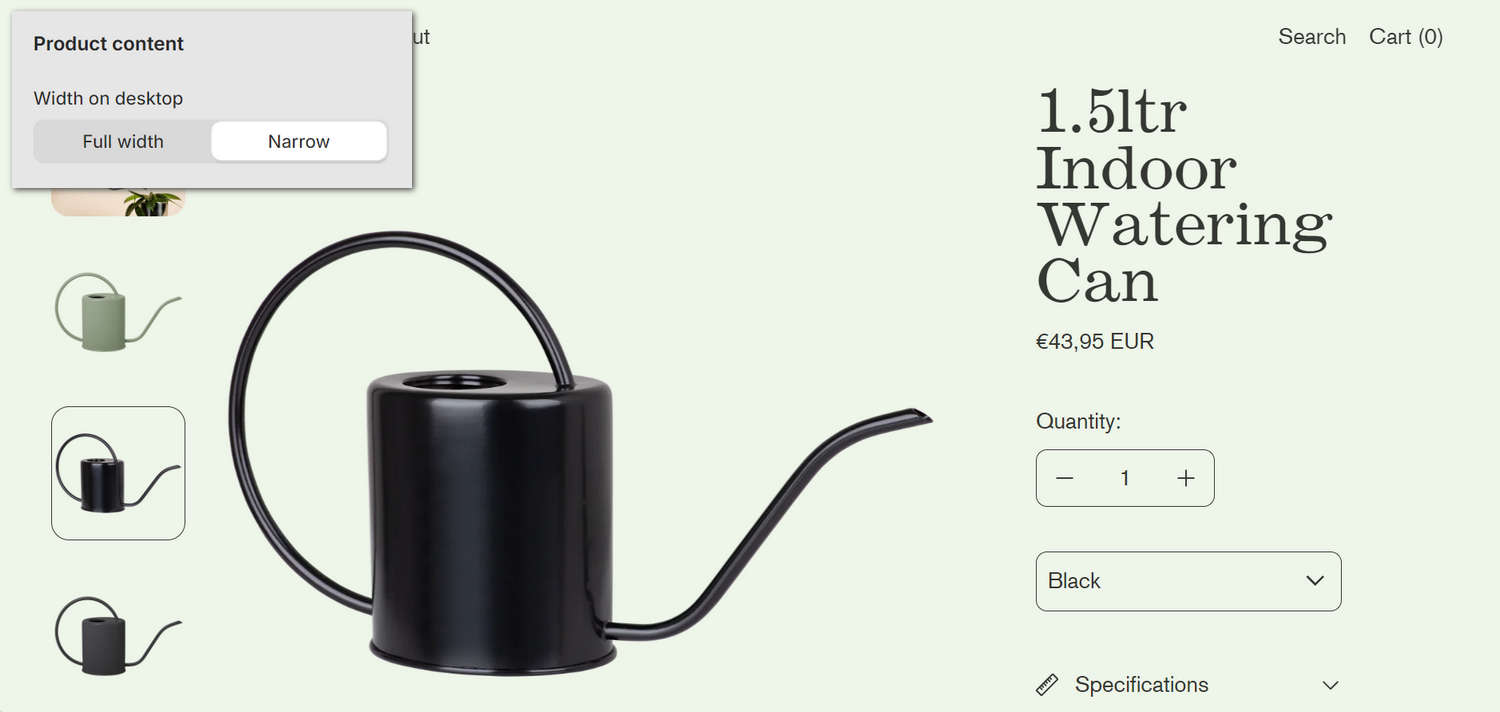An example Product section on a store's product page.