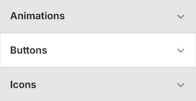 The Theme setting's Buttons menu in Theme editor.