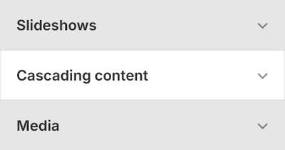 The Theme setting's Cascading content menu in Theme editor.