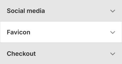 The Favicon menu in Theme settings.