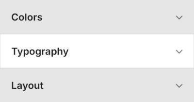 The Theme setting's Typography menu in Theme editor