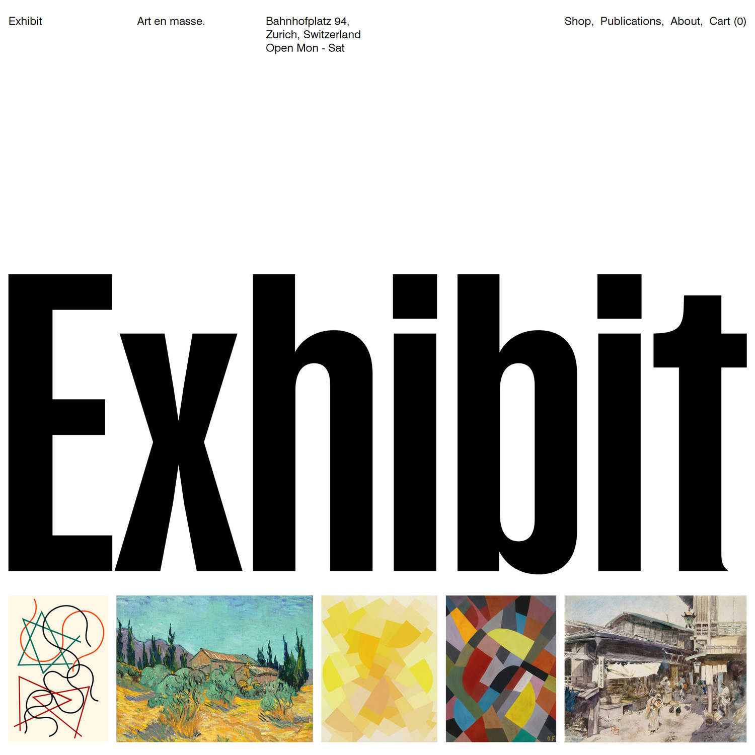 Example Homepage that displays Exhibit's Art preset Theme style.