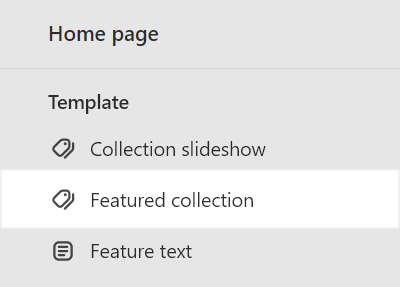 The Featured collection section selected in Theme editor.