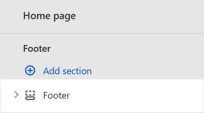 The Footer section selected in Theme editor.