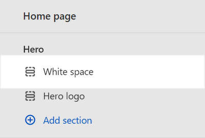 A White space block added to the Hero logo area in Theme editor.