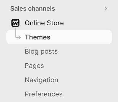 The Themes menu on a store's Admin page.
