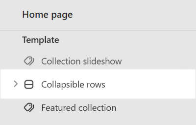 The Collapsible rows section selected in Theme editor.