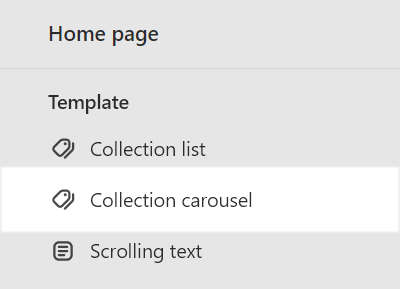 The Collection carousel section selected in Theme editor.