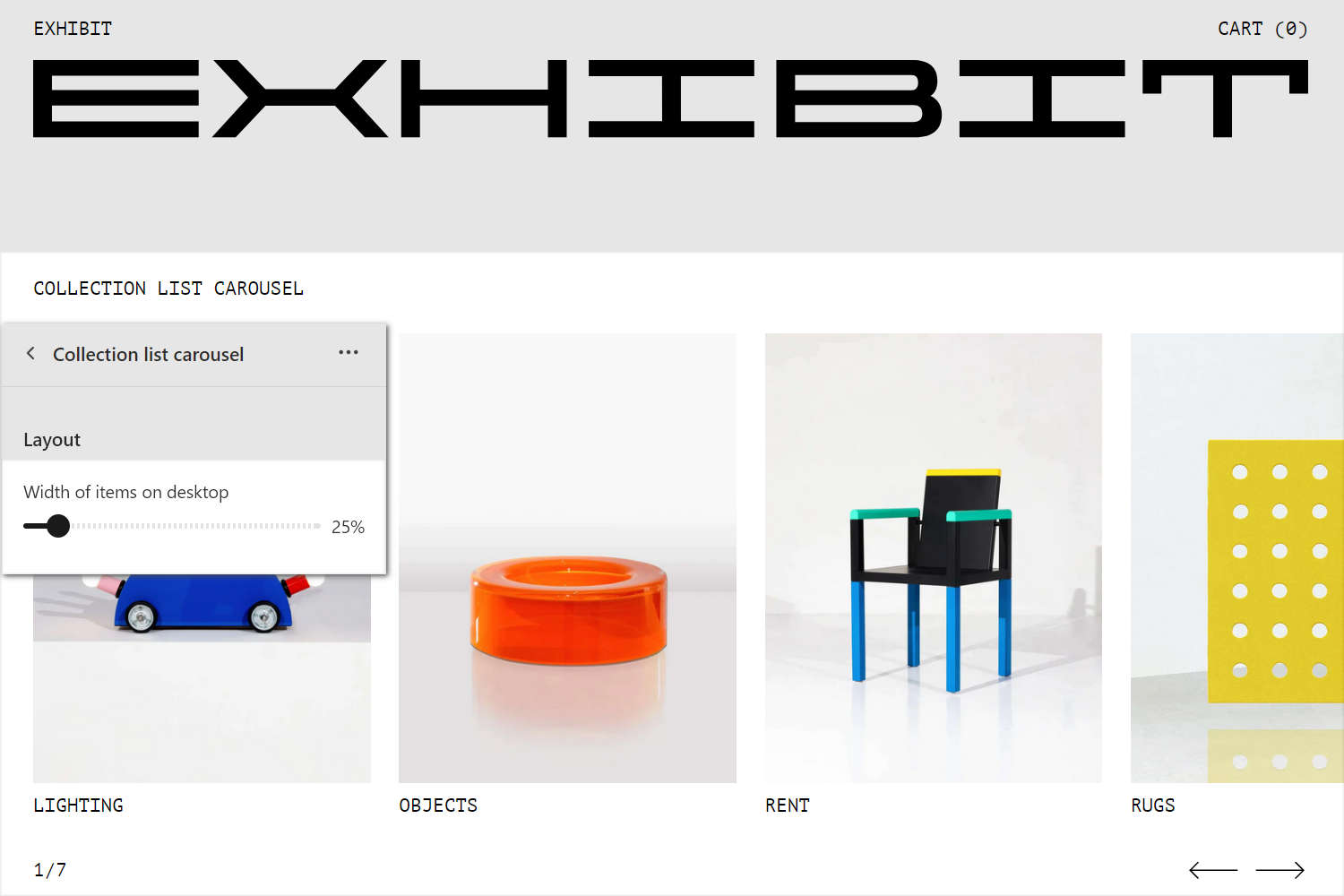 An example Collection list carousel section on a store's Homepage.
