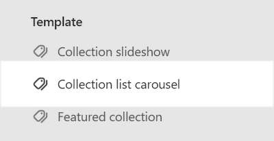 The Collection list carousel section selected in Theme editor.
