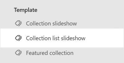 The Collection list slideshow section selected in Theme editor.