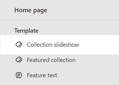 The Collection slideshow section selected in Theme editor.