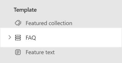 The FAQ section selected in Theme editor.