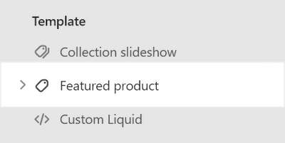 The Featured product section selected in Theme editor.