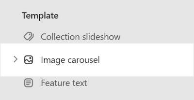 The Image carousel section selected in Theme editor.