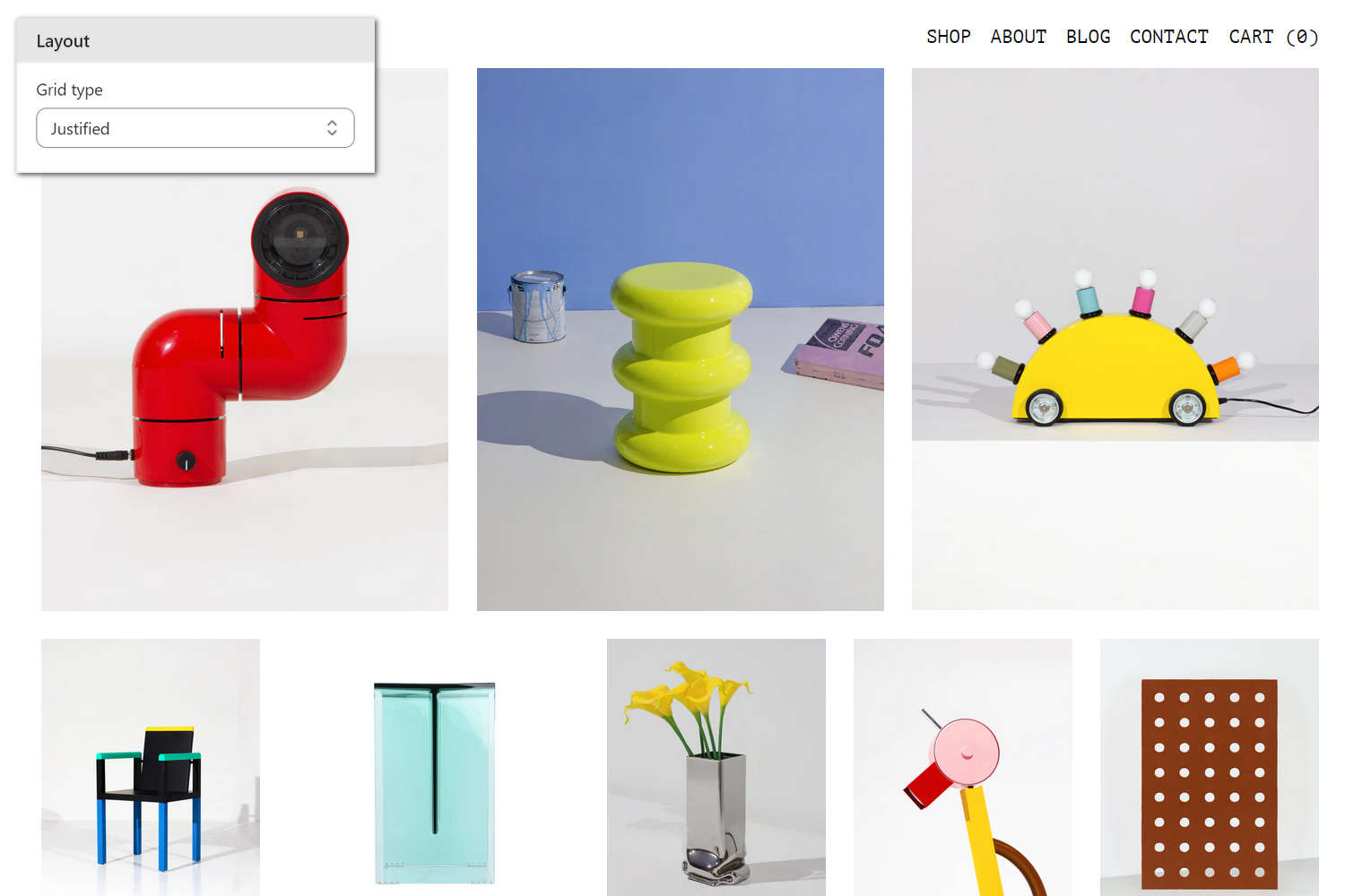 An example Image gallery section on a store's Homepage.