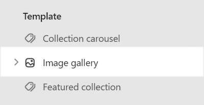 The Image gallery section selected in Theme editor.