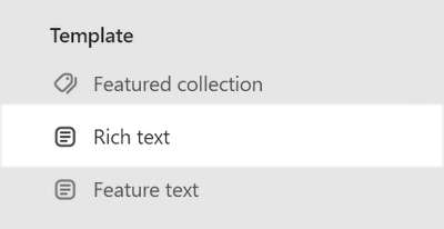 The Rich text section selected in Theme editor.