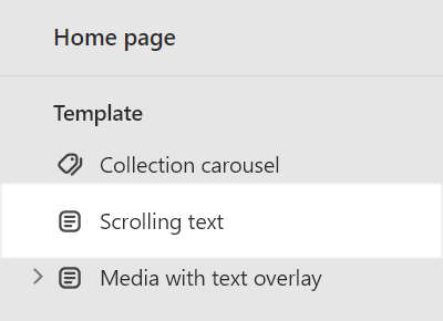 The Scrolling text section selected in Theme editor.