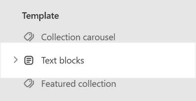 The Text blocks with icons section selected in Theme editor.