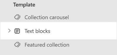 The Text blocks section selected in Theme editor.