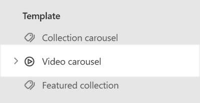 The Video carousel section selected in Theme editor.