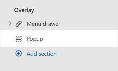 The Popup section selected in Theme editor.
