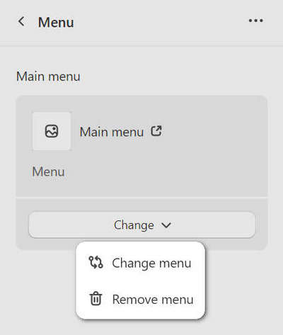 The menu modification options in Theme editor for the Sidebar section