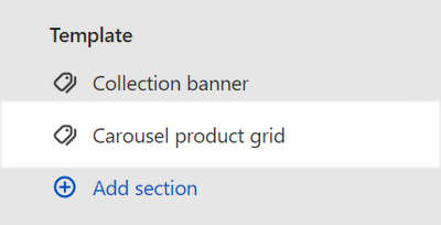 The Carousel product grid section selected in Theme editor.