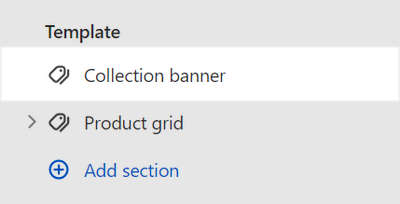 The Collection banner section selected in Theme editor.