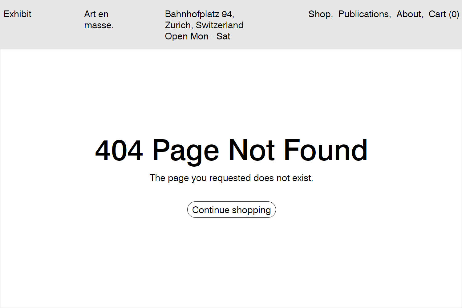 An example main 404 section on a store's 404 page.
