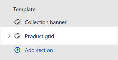 The Product grid - collection section selected in Theme editor.