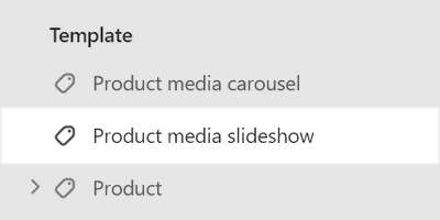 The Product media slideshow section selected in Theme editor.