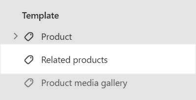 The Related products section selected in Theme editor.