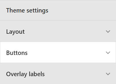 The Theme setting's Buttons menu.