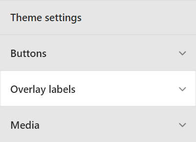 The Theme setting's Overlay labels menu.