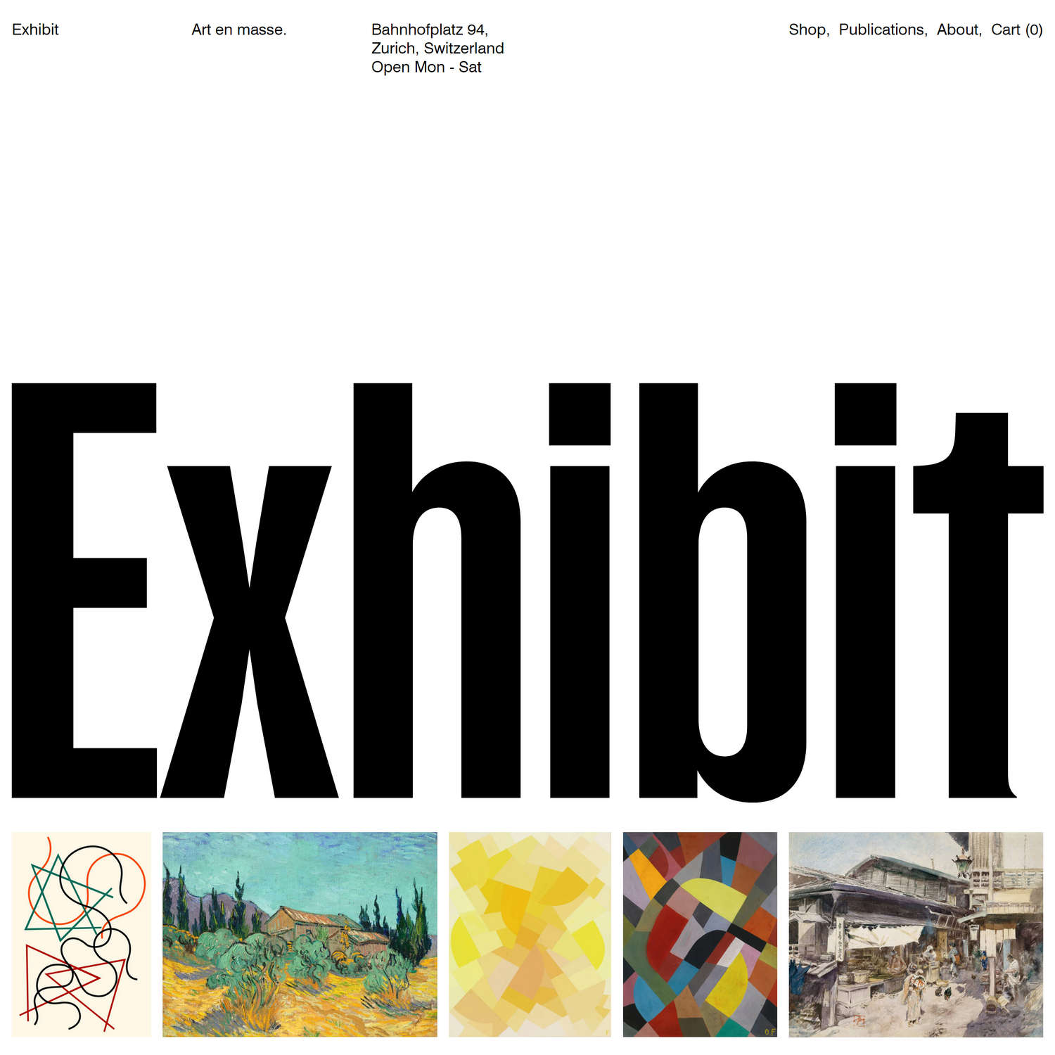 Example Homepage that displays Exhibit's Art preset Theme style.